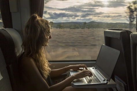 Woman working train